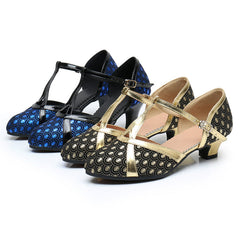 Women's T-strap Satin Customized Heel Modern Dance Shoes Ballroom Dance Shoes