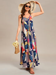 Loose Spaghetti Strap A-Line Summer Beach Vacation Maxi Dress