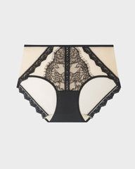 Elegant Antibacterial Mulberry Silk Mid-Waist Lace Panel Panties (3 Pack)