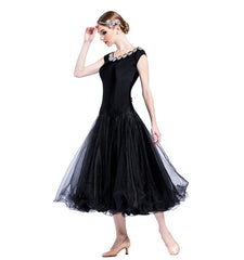 YUN Customisable-Women's Sleeveless Mesh DiamonWaltModern Ballroom Dance Dress
