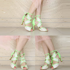 Women's Fluorescent PU Customized Heel Heels Dance Boots Salsa Dancing Shoes