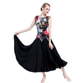 YUN Customisable-Women's Sleeveless Floral Print Dress For Ballroom Dancing Smooth Dress