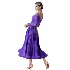 YUN Customisable-Women's Puple DiamonDance Costume Dress For Ballroom Dancing standard/Smooth Dress