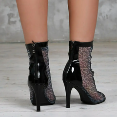 Women's Leopard 7cm/9cm Heel Leatherette Rubber Heels Dance Boots JazStreet Sole Dance Shoes