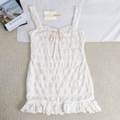 Wavy pattern tie-neck halter dress