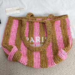 Woven basket tote bag for carrying