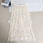 Ruffled irregular hemmed half-length skirt