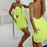 Women's Milk Silk Fabric Tassel Dance Dress Dance Wear Training Performance Dress