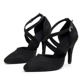 Women's 10cm Heel Velvet Dance Heels Ballroom Dance Shoes
