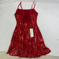 sequined strapless ruffled dress