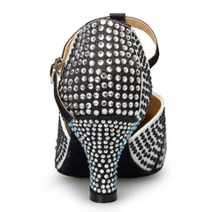 Women's T-Strap Satin Rhinestone Customized Heel Ballroom Dance Shoes Modern Shoes