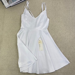 Solid-color halter dress
