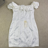 Ruffled-edge one-shoulder dress