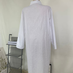 Linen stand-collar loose long blouse dress