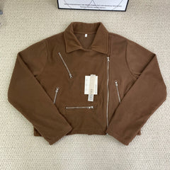 Collared multiple-zipper short coat