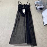 Fishbone mesh long dress