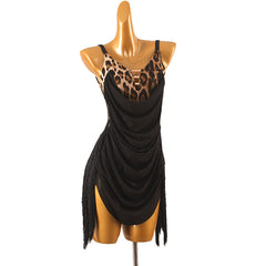 Customisable-Women's Performance Sleeveless Ruffle Latin Salsa Dance Dress Competition Dress