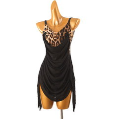 Customisable-Women's Performance Sleeveless Ruffle Latin Salsa Dance Dress Competition Dress