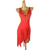 Customisable-Women's Red Tassel DanceWear Dance Dress Performance Wear