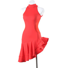 Customisable-Women's Red Ruffle Dance Wear Dance Dress Performance Wear
