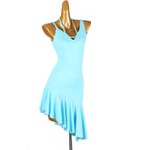 Customisable-Women's Light Blue Ruffle DanceWear Dance Dress Performance Wear