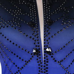 Customisable-Women's Rhinestone Royal Blue Rumba Latin Dance Dresses Performance Dresses