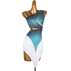 Customisable-Women's Performance Sleeveless Tassels Latin Salsa Dance Dress Competition Dress
