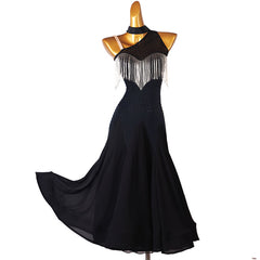 Customisable-Women's Sleeveless Tassel Modern Dance Performance Dress Ballroom Dance Dress