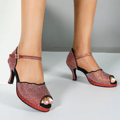 Women's Sparkling Glitter Customized Heel Salsa Latin Dance Shoes