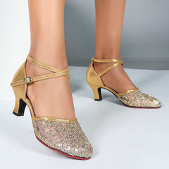 Women's Rubber Sole Leatherette 3.5cm/5.5cm Heels Ballroom Shoes Swing Dance Shoes