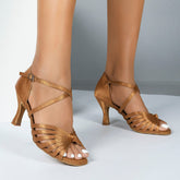 Women's 5.5/6.5/7.5/8cm Heels Satin Strappy Knot Dance Shoes Latin Dance Shoes