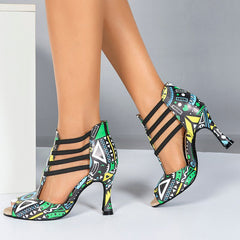 Women's Leatherette Customized Heel Dance Boots Salsa Dance Shoes