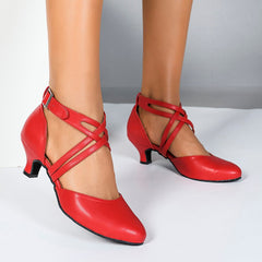 Women's Real Leather Customized Heel Ballroom Dance Shoes Retro Dancing Shoes