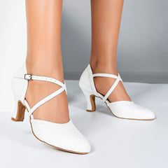 Women's Real Leather Customized Heel Ballroom Dance Shoes Modern Shoes Wedding Shoes