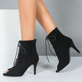 Women's Black Rubber Sole Customized Heel Heels Dancer Boots JazSalsa Dancing Shoes