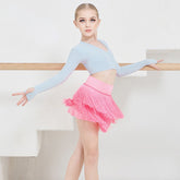 Girls Milk Silk Tassel Latin Dance Srt Dance Wear