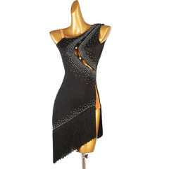 Customisable-Women's Performance Sleeveless Tassel Latin Salsa Dance Dress Competition Dress