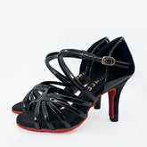 Women's Black Leatherette Customized Heel Latin Dance Shoes Ballroom Dance Shoes