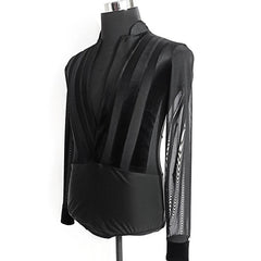 YJFY-Men's Long Sleeve V Neck Latin Dance Tops Dance Wear