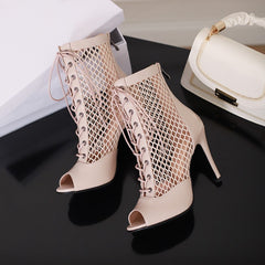 Women's 7cm/9cm Heel Peep Toe Rubber Sole JazShoes Dance Boots