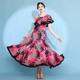 Women's Red Print Modern Dance Performance Dress WaltBallroom Dance Dress
