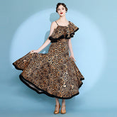Women's Leopard Print Modern Dance Performance Dress WaltBallroom Dance Dress