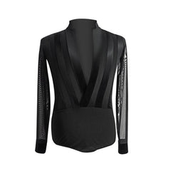 YJFY-Men's Long Sleeve V Neck Latin Dance Tops Dance Wear