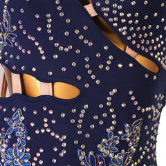 Customisable-Women's Performance Sleeveless Blue Tassels Latin Salsa Dance Dress Competition Dress