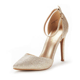 Ankle Strap Pointed Toe Stiletto Heels Pumps