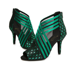 Women's Mesh Customized Heel Dance Boots Salsa Dance Shoes