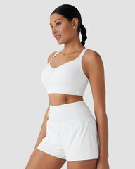 Quick-Dry Zipper Push-Up Sports Bra with Adjustable Buckle