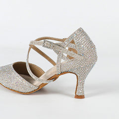 Women's Silver Pointed Toe Customized Heel Closed Toe Dance Shoes