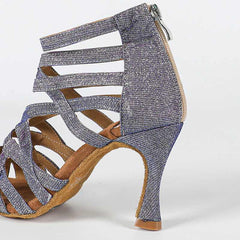 Women's Purple Gliiter Customized Heels Dance Boots JazSalsa Dancing Shoes