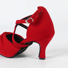 Women's Burgundy Customized Heel Latin Dance Shoes